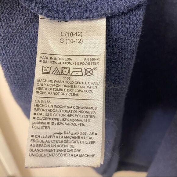 Old Navy french terry Sweatshirt long sleeve winter fall cozy Dress blue M 10-12 - Picture 4 of 7